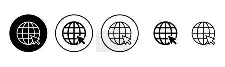 Téléchargez les illustrations : Illustration du jeu d'icônes Web. aller au signe et au symbole web. web cliquez sur icône. icône de recherche globale - en licence libre de droit