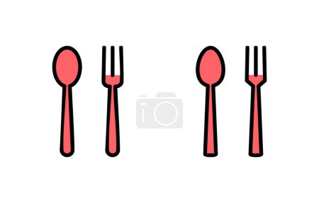 Illustration for Spoon and fork icon set illustration. spoon, fork and knife icon vector. restaurant sign and symbol - Royalty Free Image