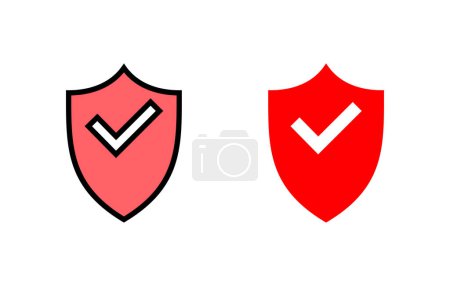 Illustration for Shield check mark icon set illustration. Protection approve sign. Insurance icon - Royalty Free Image