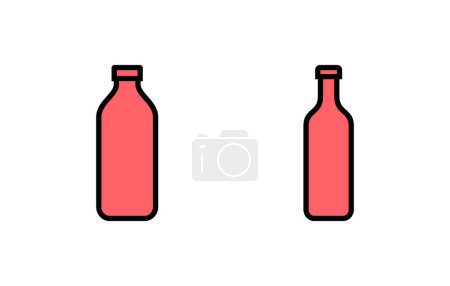 Téléchargez les illustrations : Illustration du jeu d'icônes. signe et symbole de bouteille - en licence libre de droit
