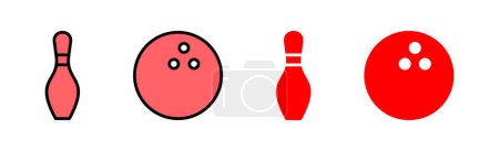 Illustration for Bowling icon set illustration. bowling ball and pin sign and symbol. - Royalty Free Image