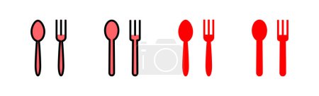 Illustration for Spoon and fork icon set illustration. spoon, fork and knife icon vector. restaurant sign and symbol - Royalty Free Image