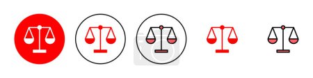 Illustration du jeu d'icônes. Icône échelle de droit. Signe et symbole de justice