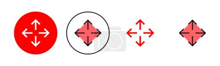 Illustration for Fullscreen Icon set illustration. Expand to full screen sign and symbol. Arrows symbol - Royalty Free Image