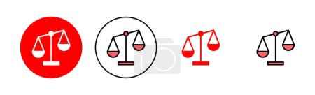 Skalen Icon Set Illustration. Rechtsmaßstabsikone. Zeichen und Symbol der Gerechtigkeit