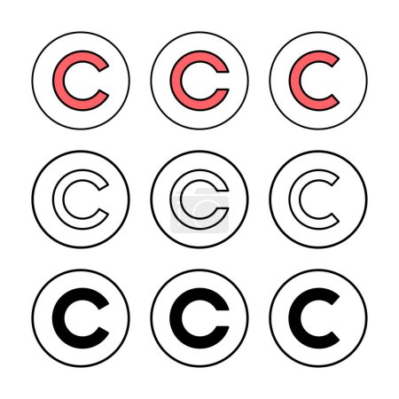 Téléchargez les illustrations : Illustration vectorielle d'icône de copyright. signe et symbole de copyright - en licence libre de droit