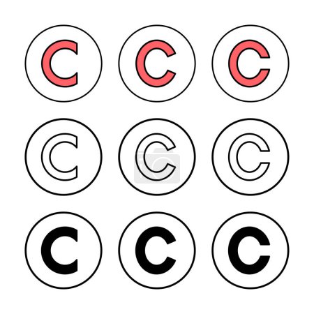 Icono de copyright ilustración vectorial. signo y símbolo de derechos de autor
