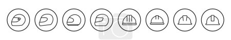 Illustration vectorielle icône casque. Casque de moto signe et symbole. Icône casque de construction. Casque de sécurité