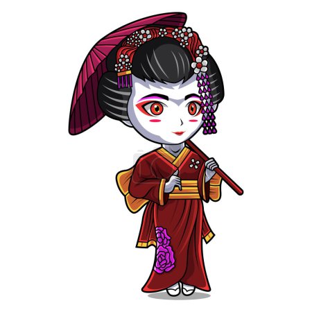 Mascotte de Geisha chibi logo design