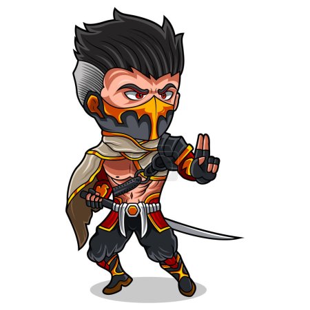 Photo for Ninja chibi mascot logo design - Royalty Free Image