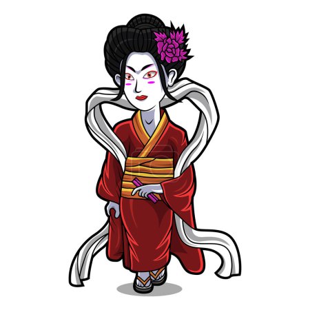Foto de Diseño del logo de la mascota de Geisha chibi - Imagen libre de derechos
