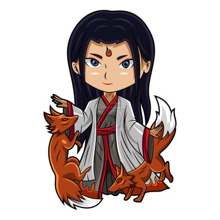 Foto de Inari dios chibi mascota logo - Imagen libre de derechos