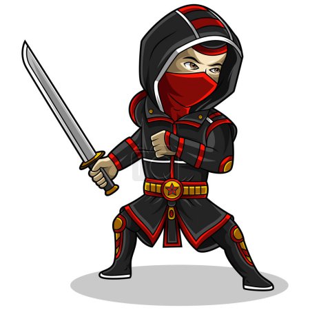Foto de Diseño del logo de la mascota Ninja chibi - Imagen libre de derechos