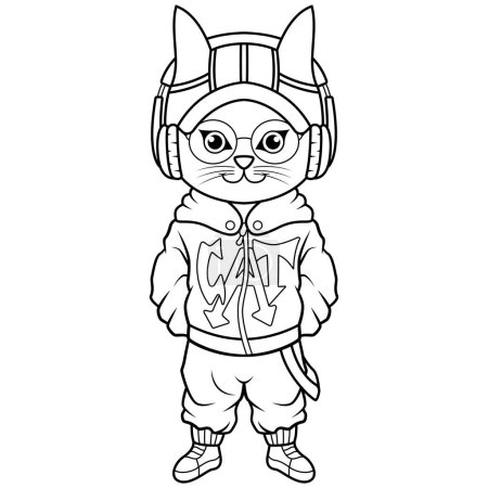 Téléchargez les photos : Cool chat dessin animé logo de la mascotte - en image libre de droit