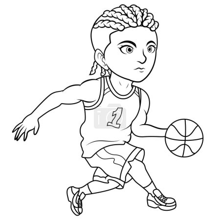 Foto de Baloncesto niño dibujos animados línea de arte - Imagen libre de derechos
