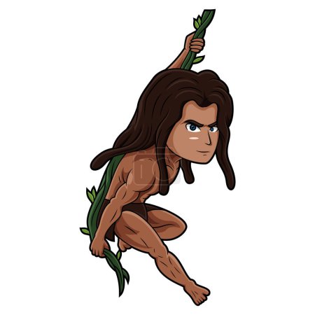 Illustration for Cave man chibi mascot logo design - Royalty Free Image