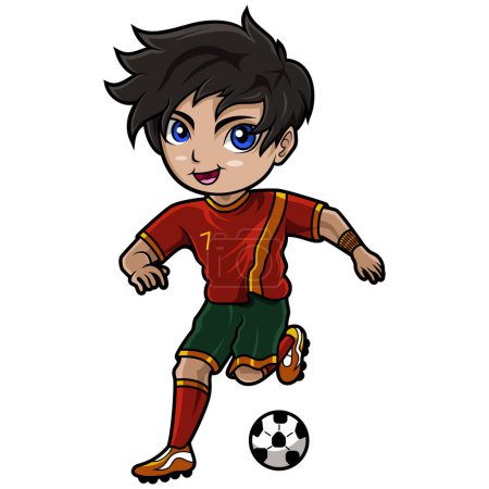 Illustration for Cute Boy Kicking Soccer Ball - Royalty Free Image