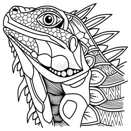 Hand drawn head of iguana