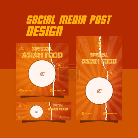 Ilustración de Publicación de alimentos en las redes sociales o folleto del menú instagram - Imagen libre de derechos