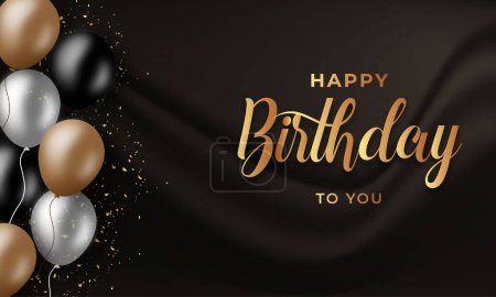 Illustration for Happy birthday holiday banner with realistic balloons  Premium Vector - Royalty Free Image