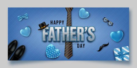 Illustration for Realistic happy father's day social media post template with text effect - Royalty Free Image
