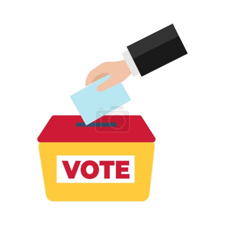 Ilustración de Concepto de votación vectorial con poner papel de voto a mano en las urnas - Imagen libre de derechos