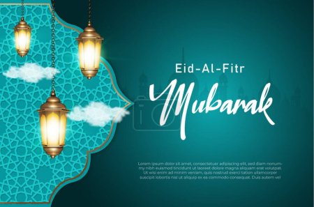 Eid al fitr mubarak Banner Vorlage mit islamischen Ornamenten