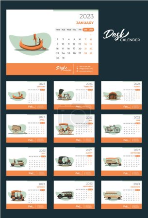 Desk calendar template 2023