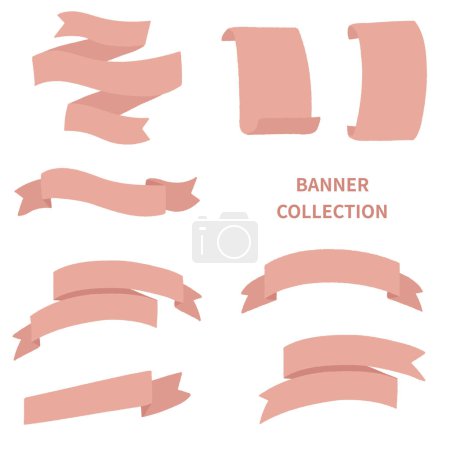 Illustration for Hand drawn illustration of banner and ribbon collection. - Royalty Free Image