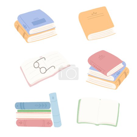 Téléchargez les illustrations : Hand drawn illustration set of book element. - en licence libre de droit