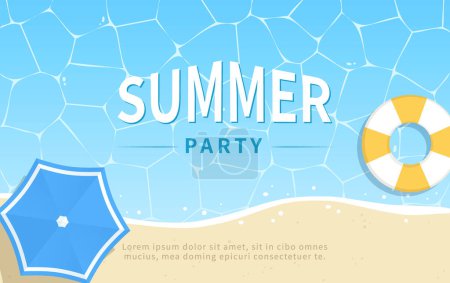 Summer template on beach background with swim ring.