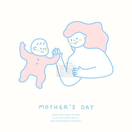 Mother's day template with mother and baby illustration.