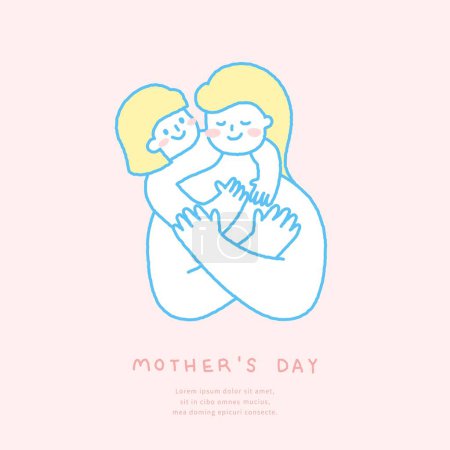 Mother's day template with mother and child illustration.