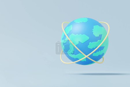 Minimal Cartoon niedlich glatte Netzwerk Welle Internet weltweit auf himmelblauem Hintergrund. Kopierraum, Erfindungslernen, Banner. 3D-Darstellung