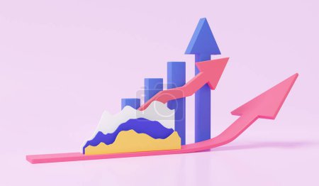 Analysis data science isometric finance chart graph education to investing business statistics grow development in future concept. growth target consulting planning. 3d render illustration