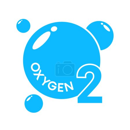 Ilustración de Oxígeno O2 molécula de gas natural azul. Ecología y bioquímica. Icono sobre fondo blanco. Ilustración vectorial. - Imagen libre de derechos