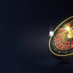 Website banner design online casino with copy space for text. Casino roulette wheel float isolated on black background. Online poker gambling concept. Poster to advertising 3D realistic vector.