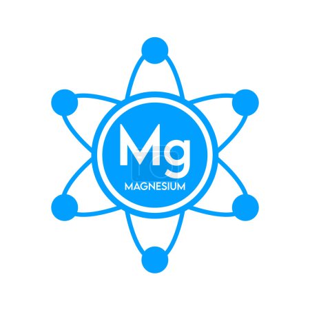 Ilustración de Minerales icono de magnesio en forma de átomo azul simple línea aislada sobre fondo blanco. Concepto de ciencia de símbolos médicos. Ilustración del vector EPS10. - Imagen libre de derechos