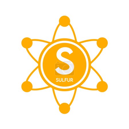 Ilustración de Minerales suleur icono en forma de átomo naranja línea simple aislado sobre fondo blanco. Concepto de ciencia de símbolos médicos. Ilustración del vector EPS10. - Imagen libre de derechos