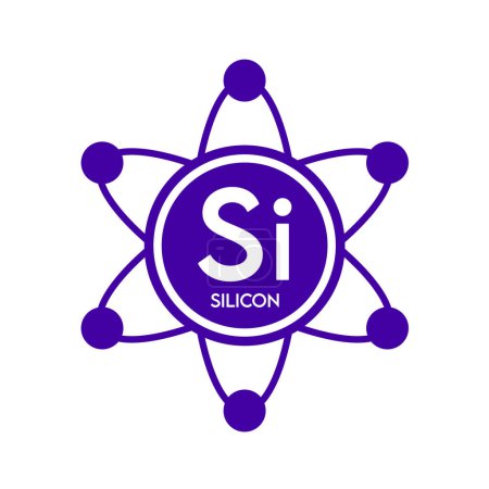 Ilustración de Minerales icono de silicio en forma de átomo púrpura línea simple aislado sobre fondo blanco. Concepto de ciencia de símbolos médicos. Ilustración del vector EPS10. - Imagen libre de derechos