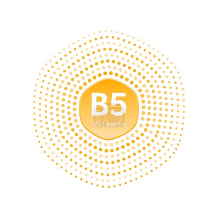 Ilustración de Vitamina B5 icono naranja forma estilo plano sobre fondo blanco aislado. Cuidado de la piel y cuidado de la salud concepto médico. Ilustración vectorial. - Imagen libre de derechos