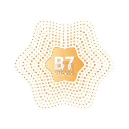 Téléchargez les illustrations : Vitamine B7 icône orange forme style plat sur fond blanc isolé. Soins de la peau et soins de santé concept médical. Illustration vectorielle. - en licence libre de droit