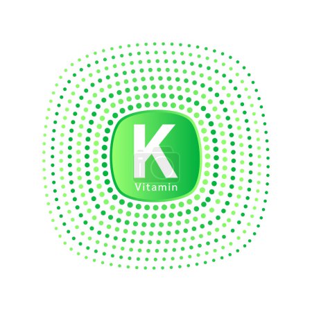 Ilustración de Vitamina K icono verde forma estilo plano sobre fondo blanco aislado. Cuidado de la piel y cuidado de la salud concepto médico. Ilustración vectorial. - Imagen libre de derechos
