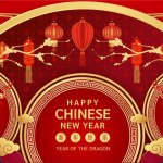 Happy Chinese New Year 2024. Dragon gold zodiac sign on red background with cloud for festival banner or card design. (Translation : happy new year 2024) Vector EPS10.