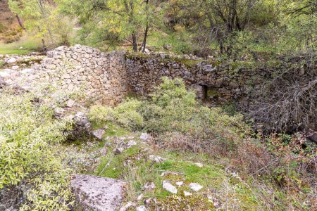 Photo for Ruins of water mills on the Cofio river in Guadarrama mountains in Madrid, Spain - Royalty Free Image