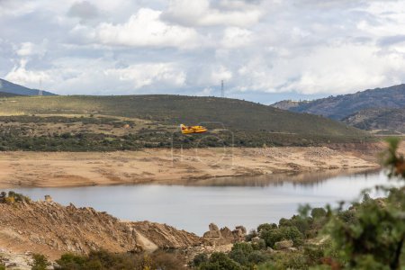 Photo for View of the reservoir called El Atazar in Madrid with very low water level due to drought and climate change - Royalty Free Image