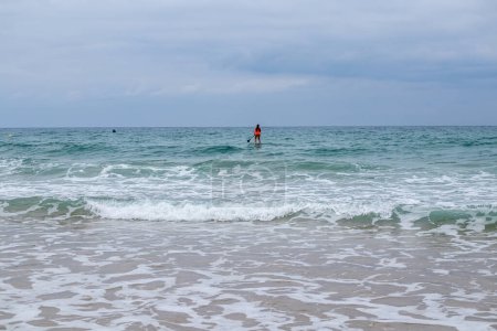 Photo for La Barrosa beach, at low tide, in Sancti Petri, Chiclana de la Frontera, Cadiz, Spain - Royalty Free Image