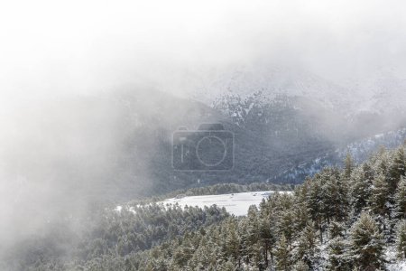 Photo for Snowy mountains in the port of Cotos in Guadarrama, Madrid - Royalty Free Image