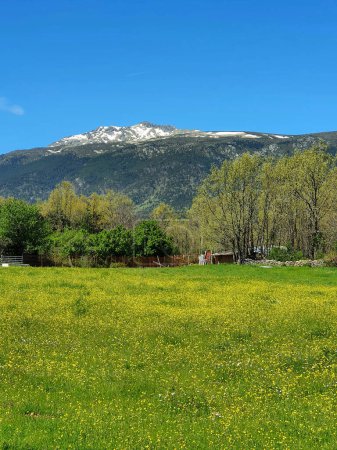 Photo for Spring landscape in the sierra de guadarrama in Madrid, in the area of the town of Rascafria - Royalty Free Image