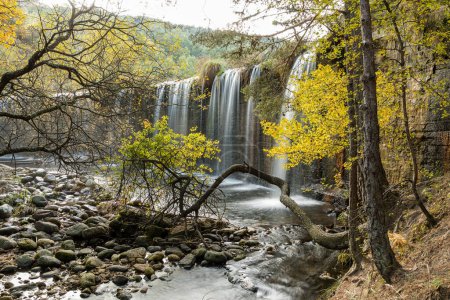 Photo for Waterfall in the Presa del Pradillo in the Sierra de Guadarrama, Madrid, Spain - Royalty Free Image